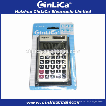 8 digit fancy electronic pocket calculator with leather cover